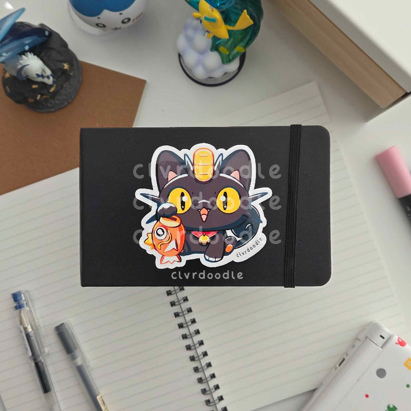 Lucky Cat - Black Sticker