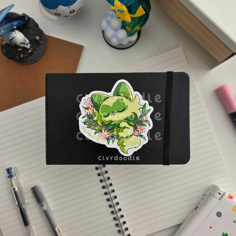 Sleepy Herb Cat Sticker