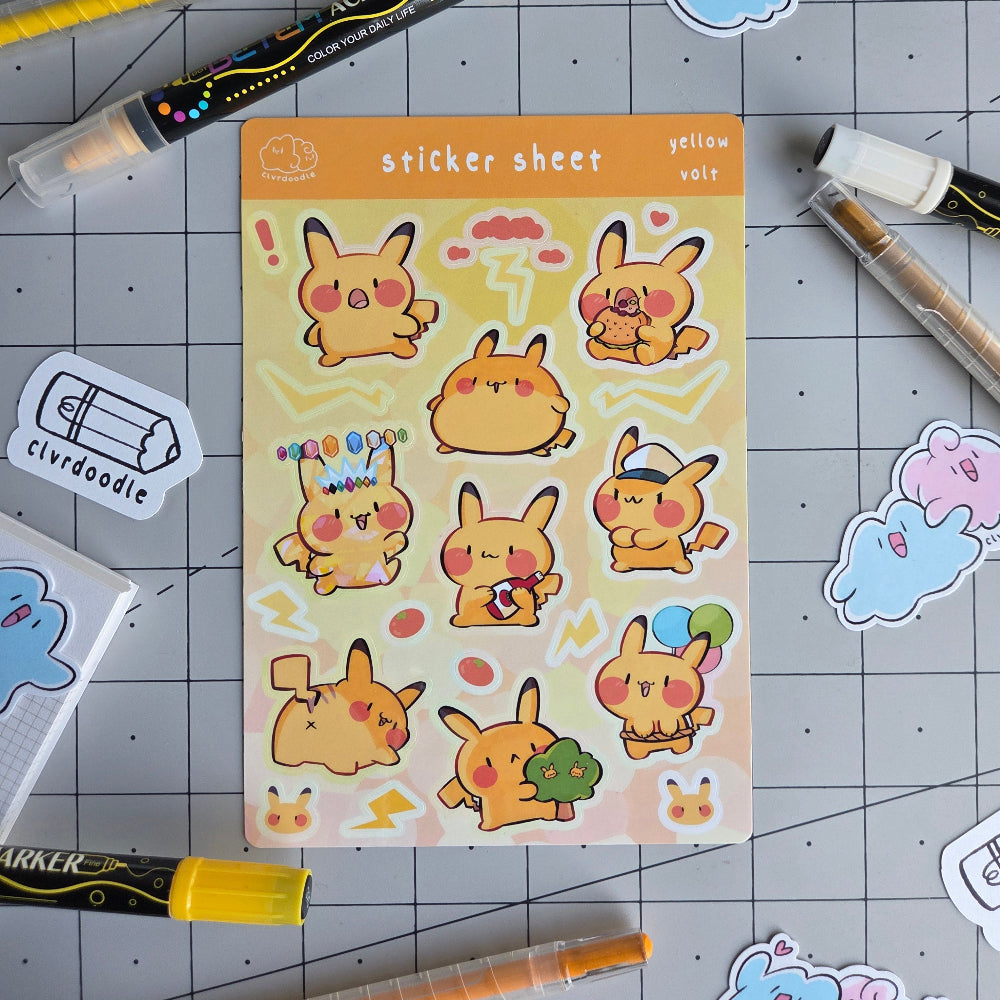 Yellow Volt Sticker Sheet (Big)