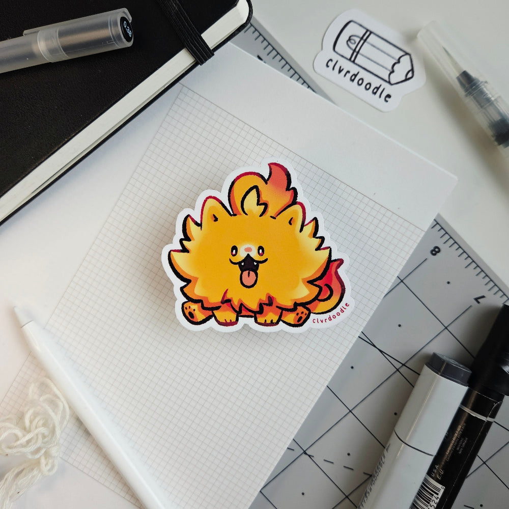 Flame Puppy Sticker
