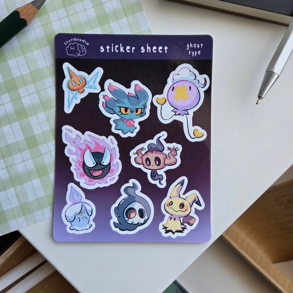 Ghost Type Sticker Sheet (Small)