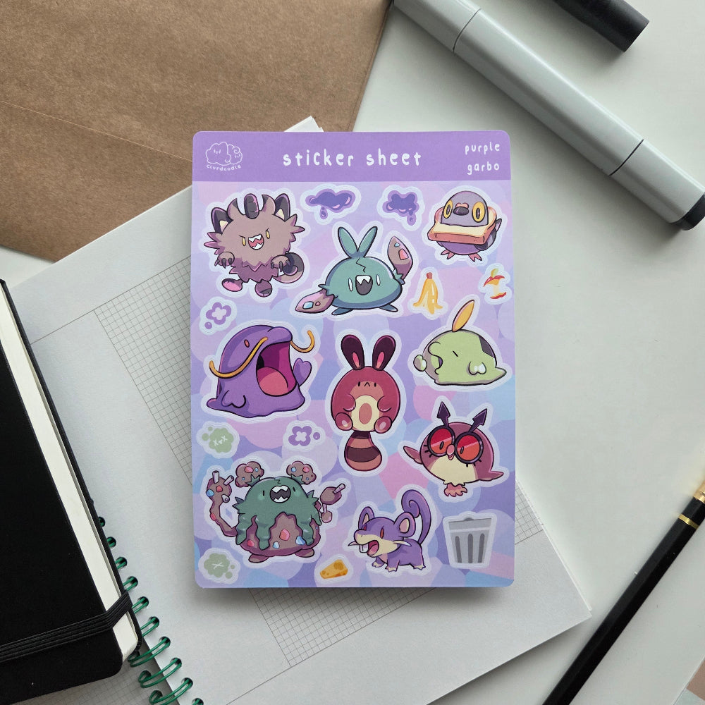 Purple Garbo Sticker Sheet (Big)
