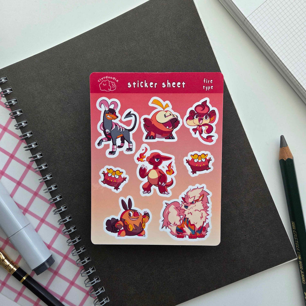 Fire Type Sticker Sheet (Small)