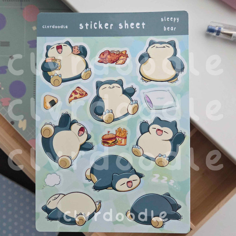 Sleepy Bear Sticker Sheet (Big)